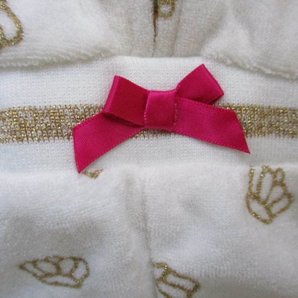 NWT JUICY COUTURE ~ TERRY HOODED ROMPER ~ 18 mo. ~ GOLD GLITTER CROWNS - Picture 5 of 5